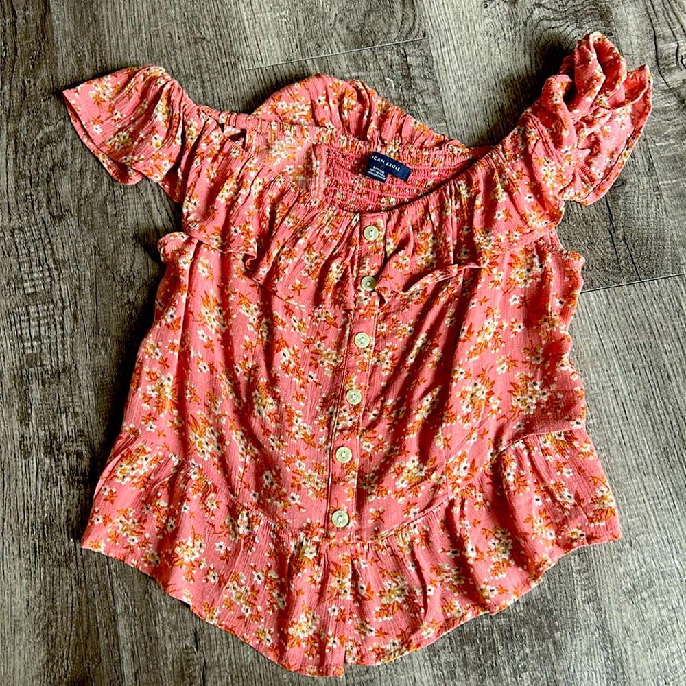 Pink floral American Eagle top